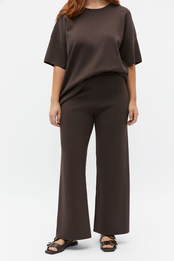 Crepe Knit Wide Leg Pant  Dark Espresso  hi-res