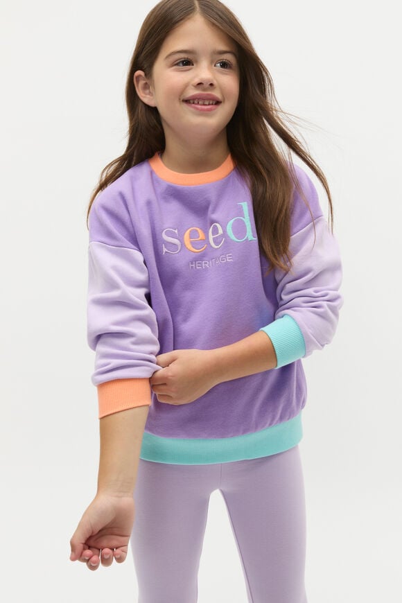 Colourblock Logo Sweat  Dark Lavender  hi-res