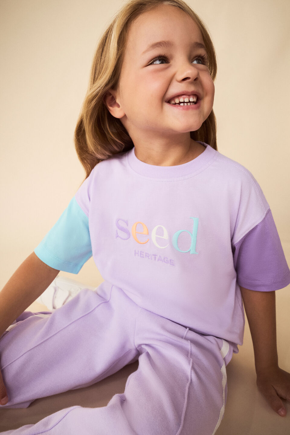 Colourblock Logo Tee  Lavender