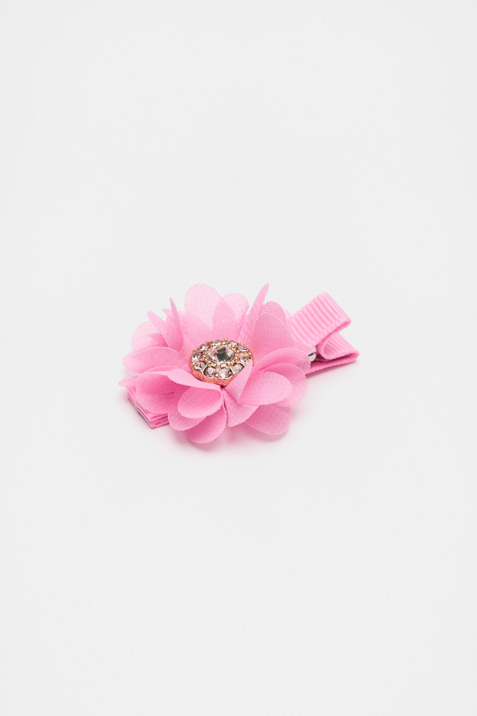 Organza Flower Duck Clip  Candy Pink