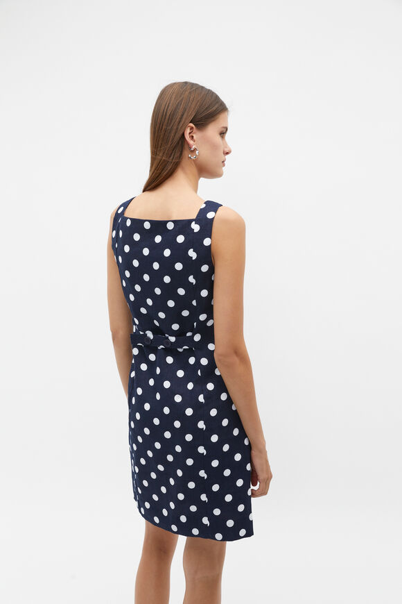 Linen Spot Button Mini Dress  Midnight Sky Spot  hi-res