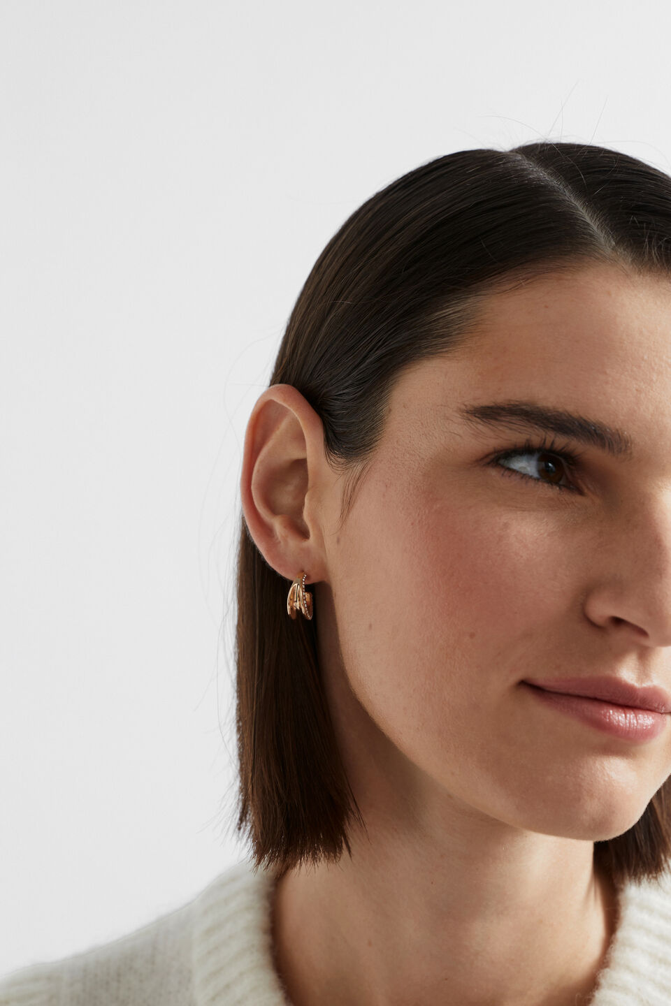 Crystal Edge Hoop  Gold