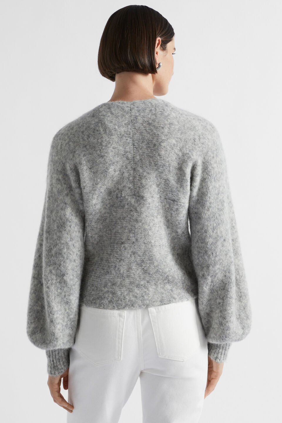 Wool Blend Drape Twist Knit  Silver Marle