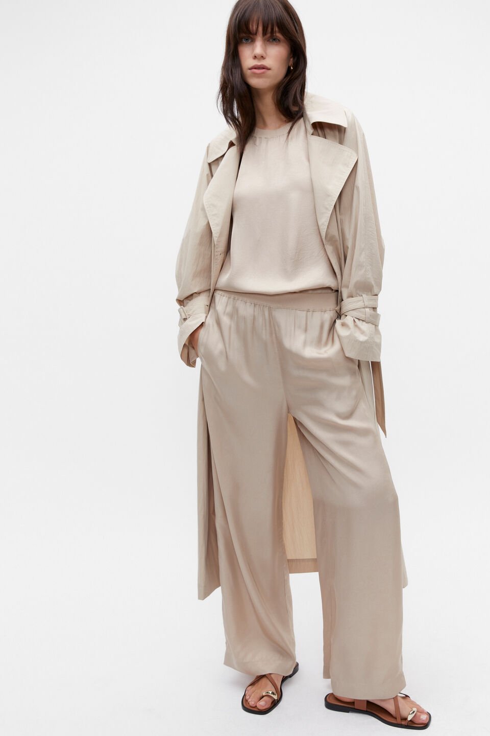 Textured Satin Pant  Cool Sand