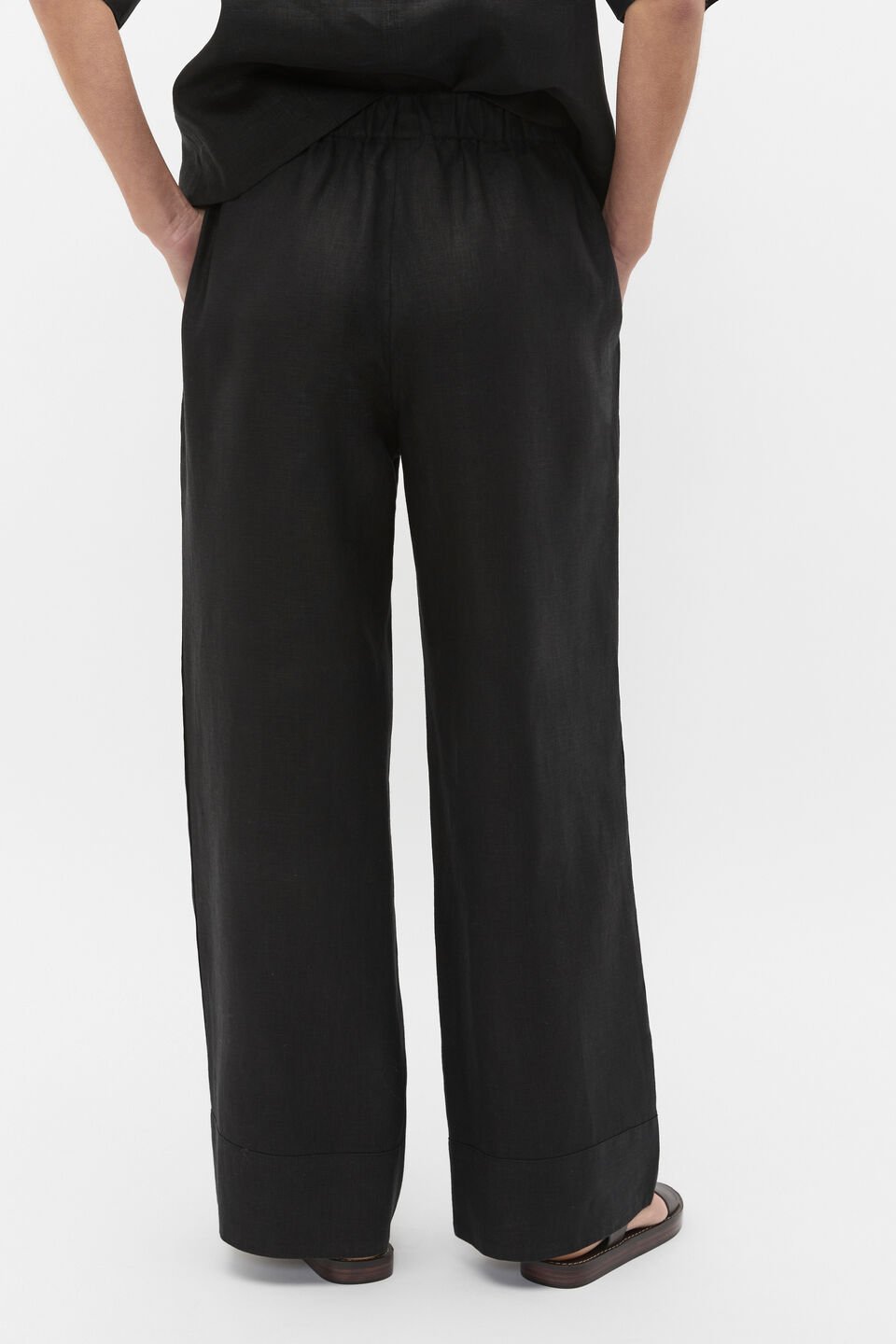 Core Linen Casual Tie Pant  Black
