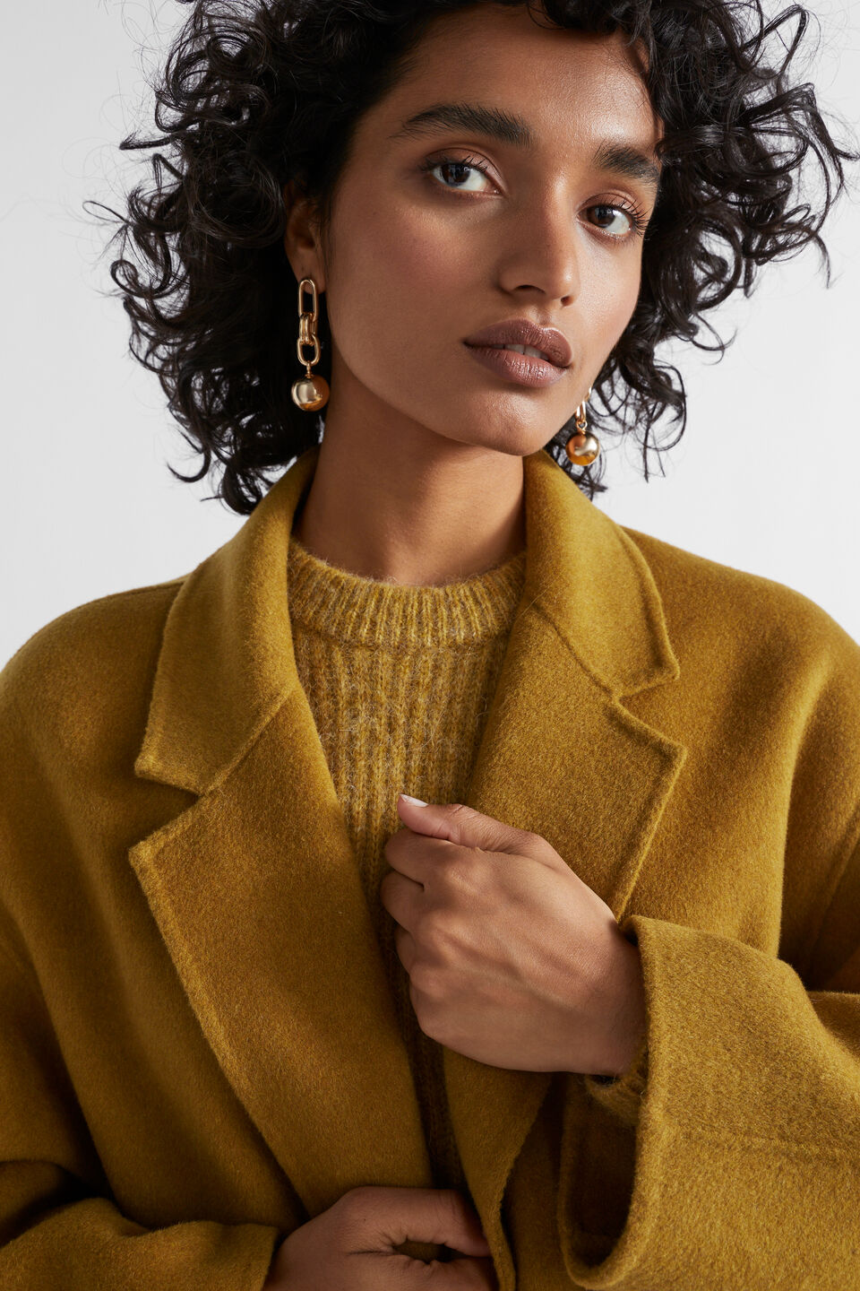 Chain Link Sphere Earring  Gold