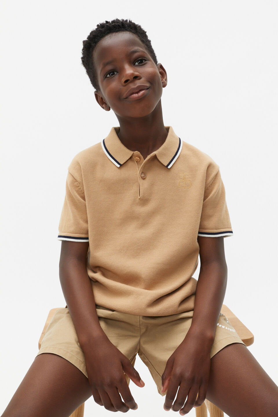 Knit Logo Polo  Biscotti