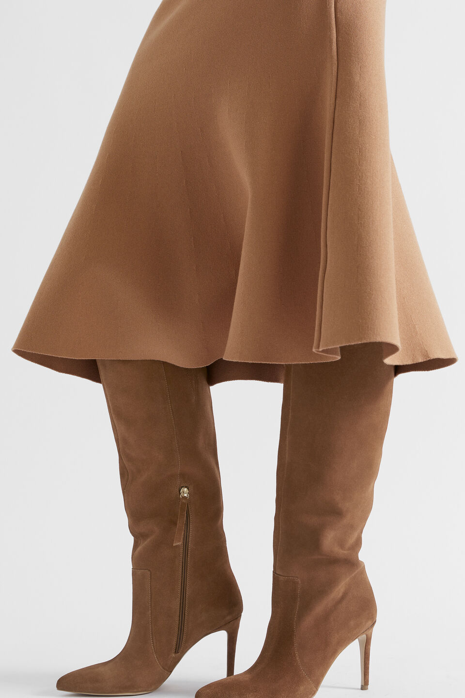 Crepe Knit Flared Skirt  Fudge