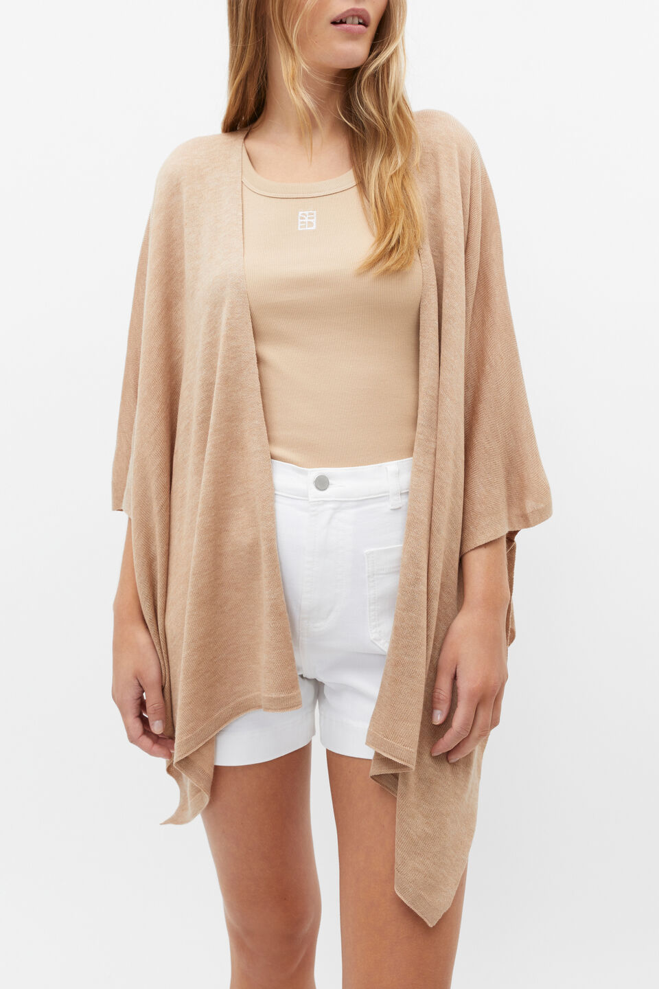 Fine Knit Poncho  Nougat