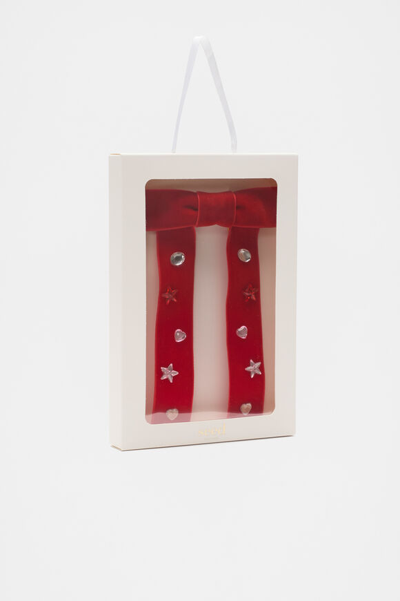 Extra Large Velvet Bow  Strawberry  hi-res