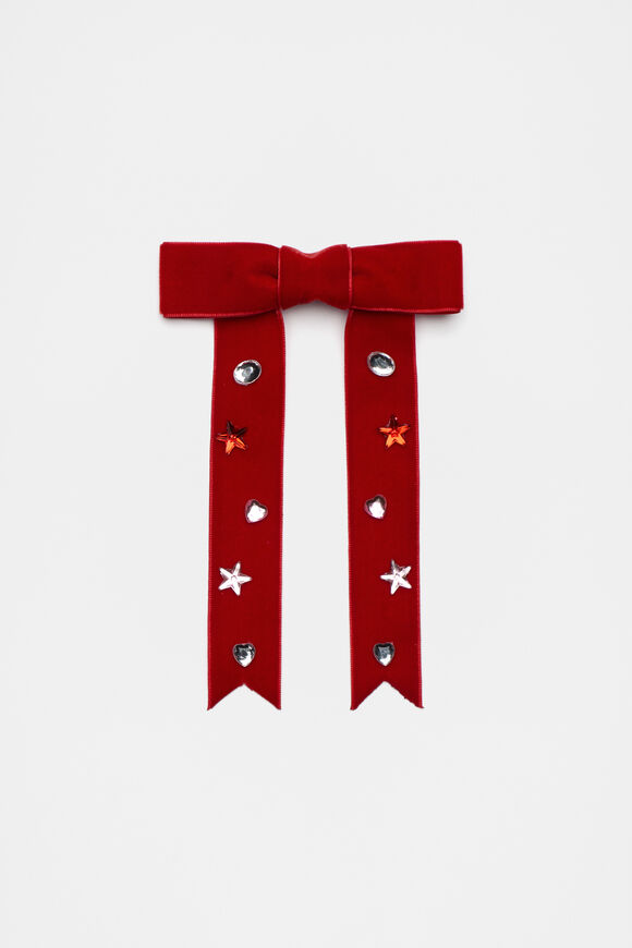 Extra Large Velvet Bow  Strawberry  hi-res