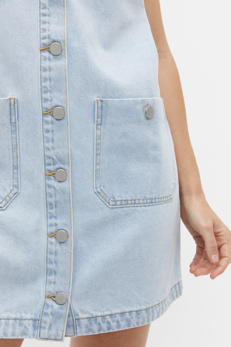 Denim Button Down Mini Shift Dress  Glacier Denim