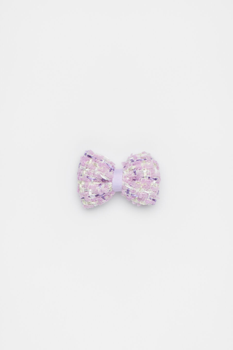 Tweed Bow Duck Clip  Soft Lilac