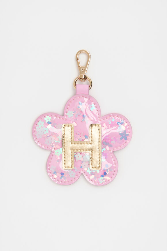Flower Initial Keyring  H  hi-res