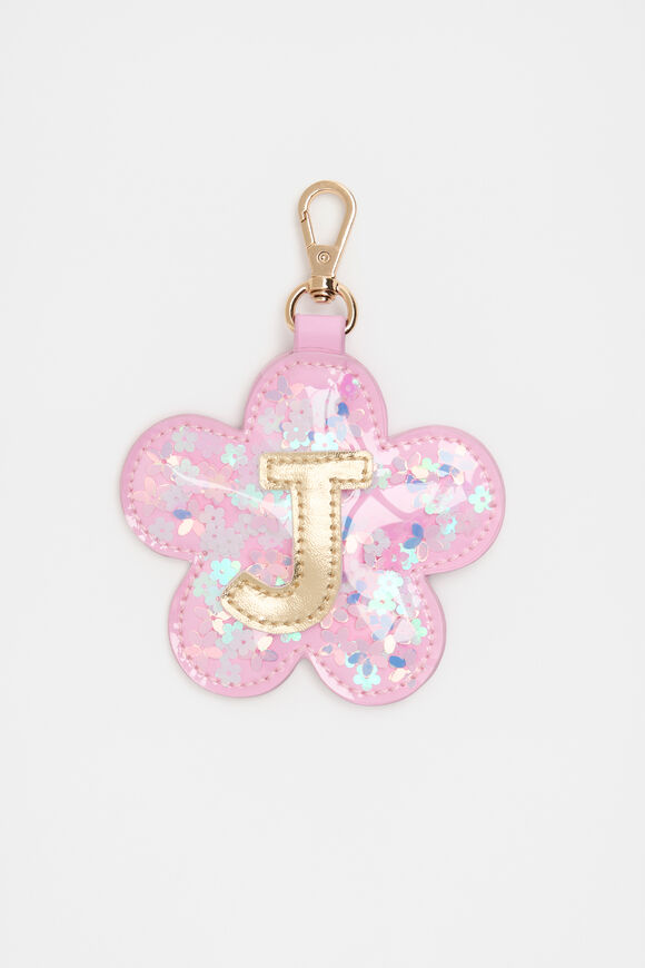 Flower Initial Keyring  J  hi-res