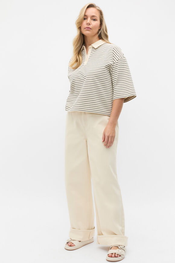 Oversized Polo Tee  Tofu Stripe  hi-res