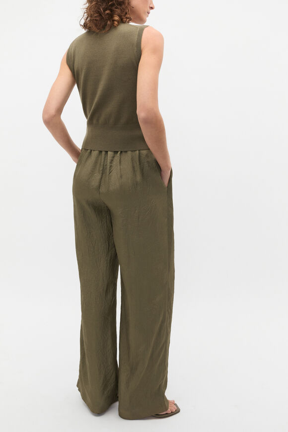 Merino Button Through Knit Vest  Olive Leaf  hi-res