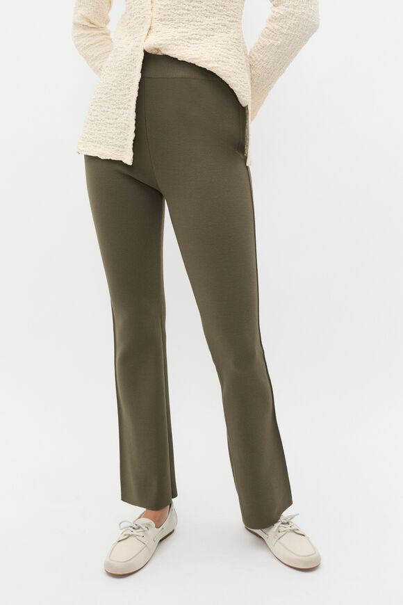 Crepe Knit Pintuck Pant  Olive Leaf  hi-res