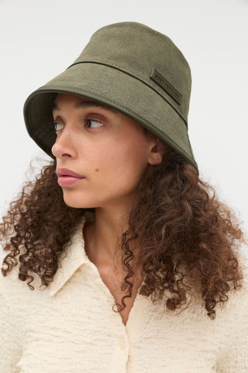 Trim Detail Bucket Hat  Olive Leaf
