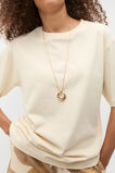 Textured Round Pendant Necklace  Gold  hi-res