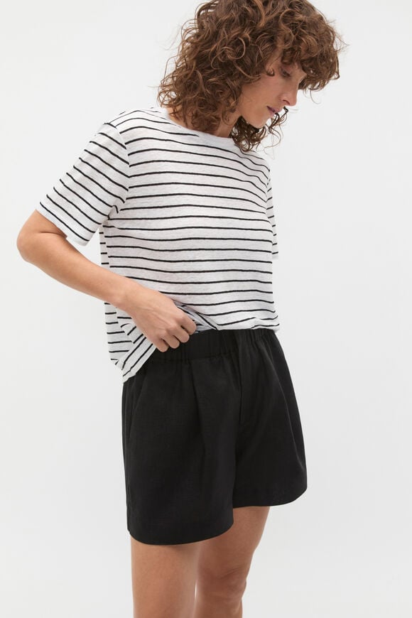 Linen Neat Tee  Black Stripe  hi-res