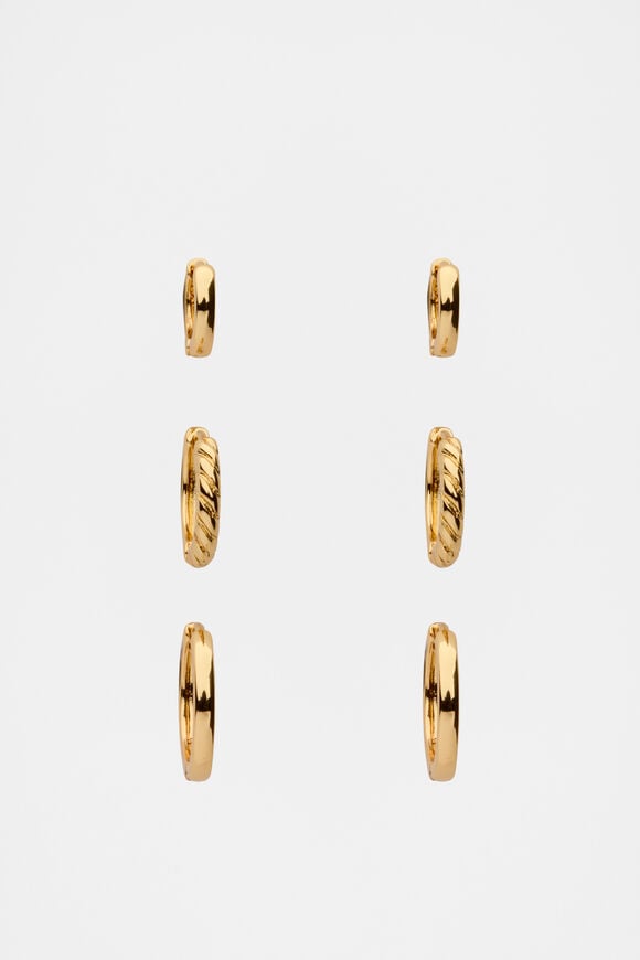 Textured Huggie Ear Pack  Gold  hi-res