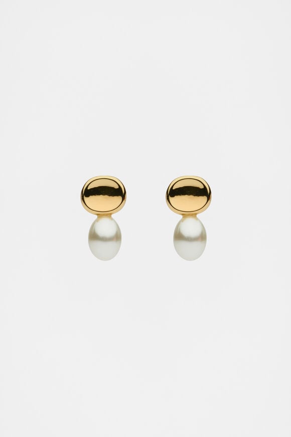 Pearl Drop Stud Earring  Gold  hi-res