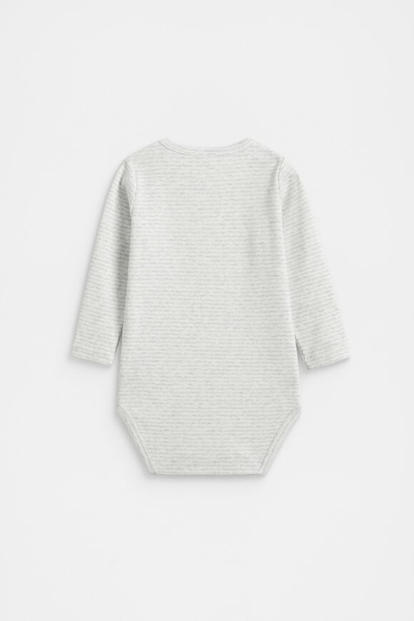 Core Rib Logo Bodysuit  Grey Marle Stripe  hi-res