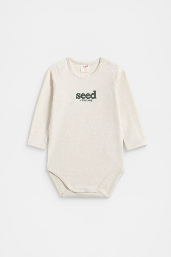 Chenille Logo Bodysuit  Snow Marle  hi-res