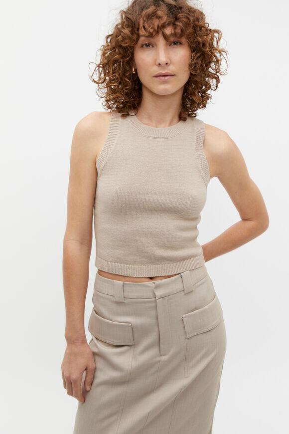Cotton Knit Top  Cool Sand  hi-res