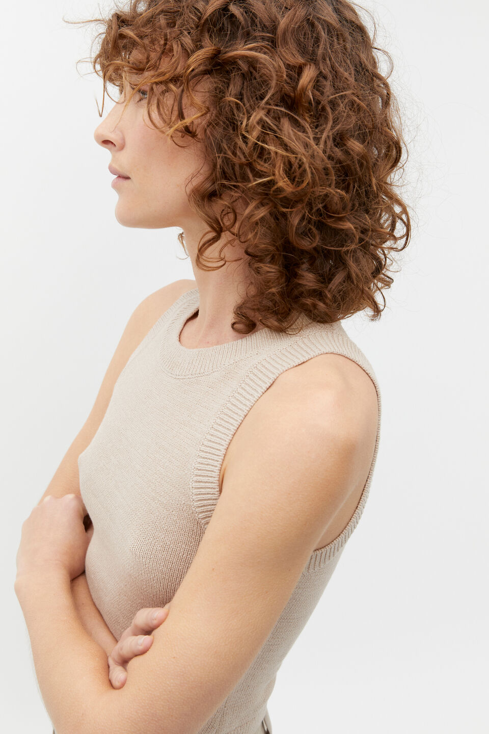 Cotton Knit Top  Cool Sand