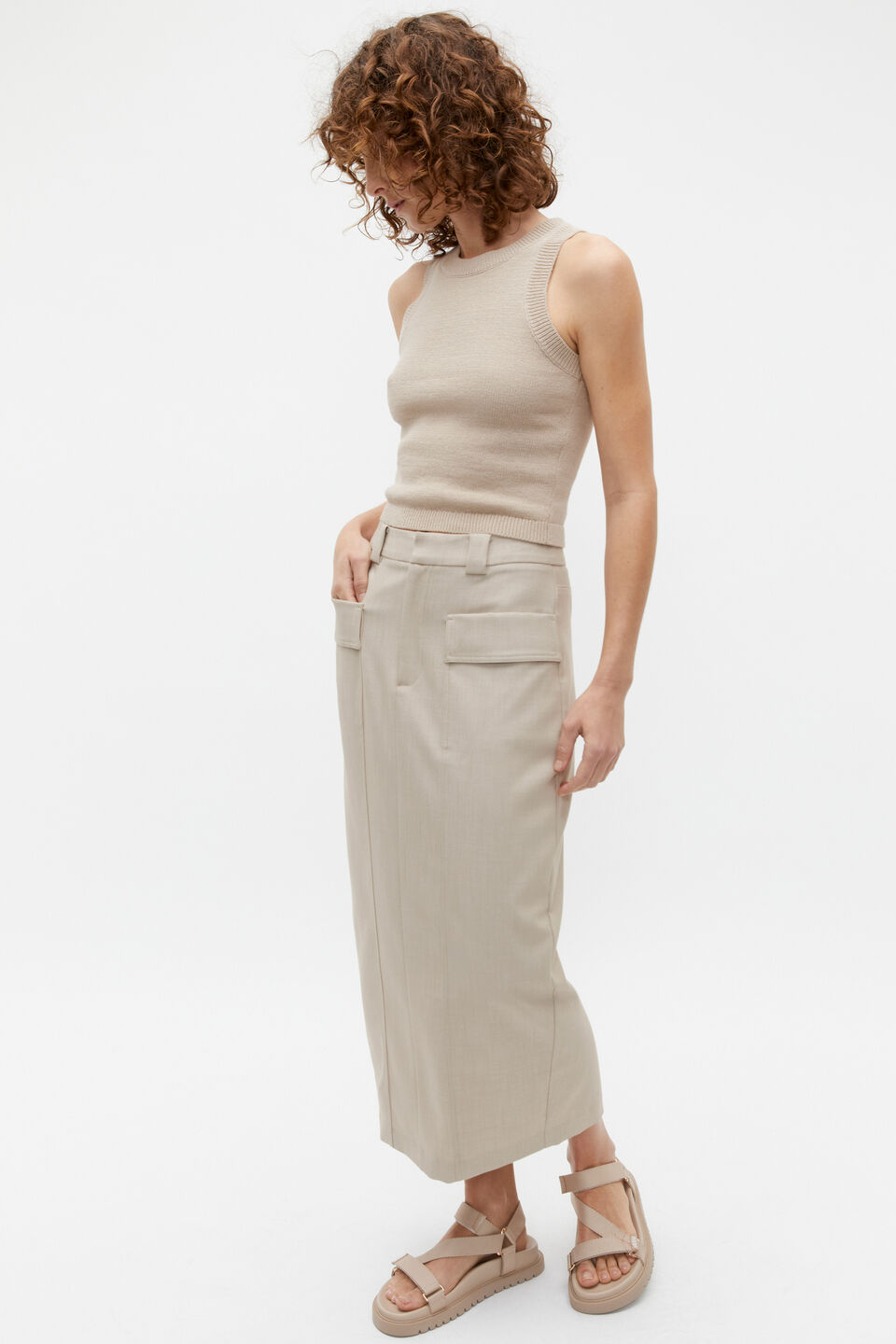 Cotton Knit Top  Cool Sand