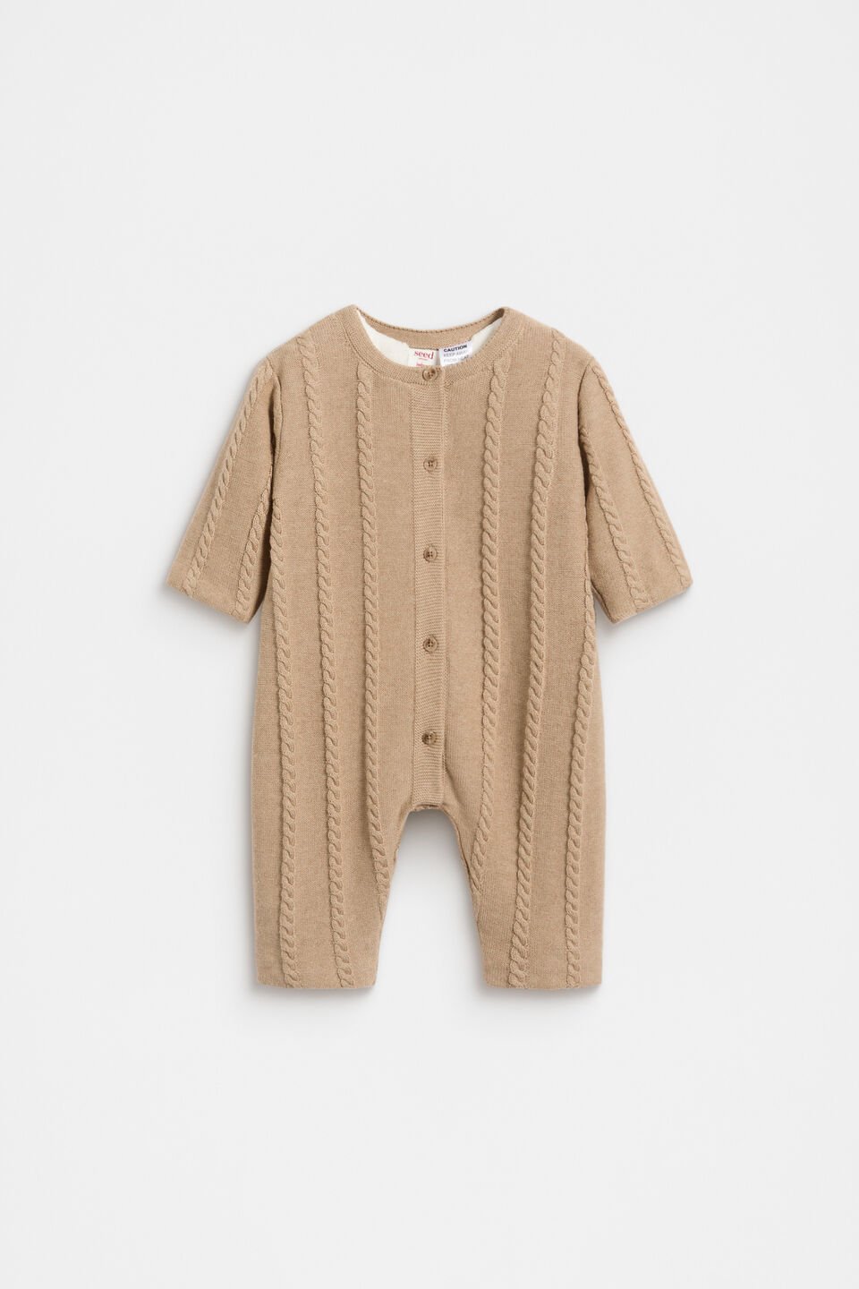 Cable Knit Coverall  Biscuit