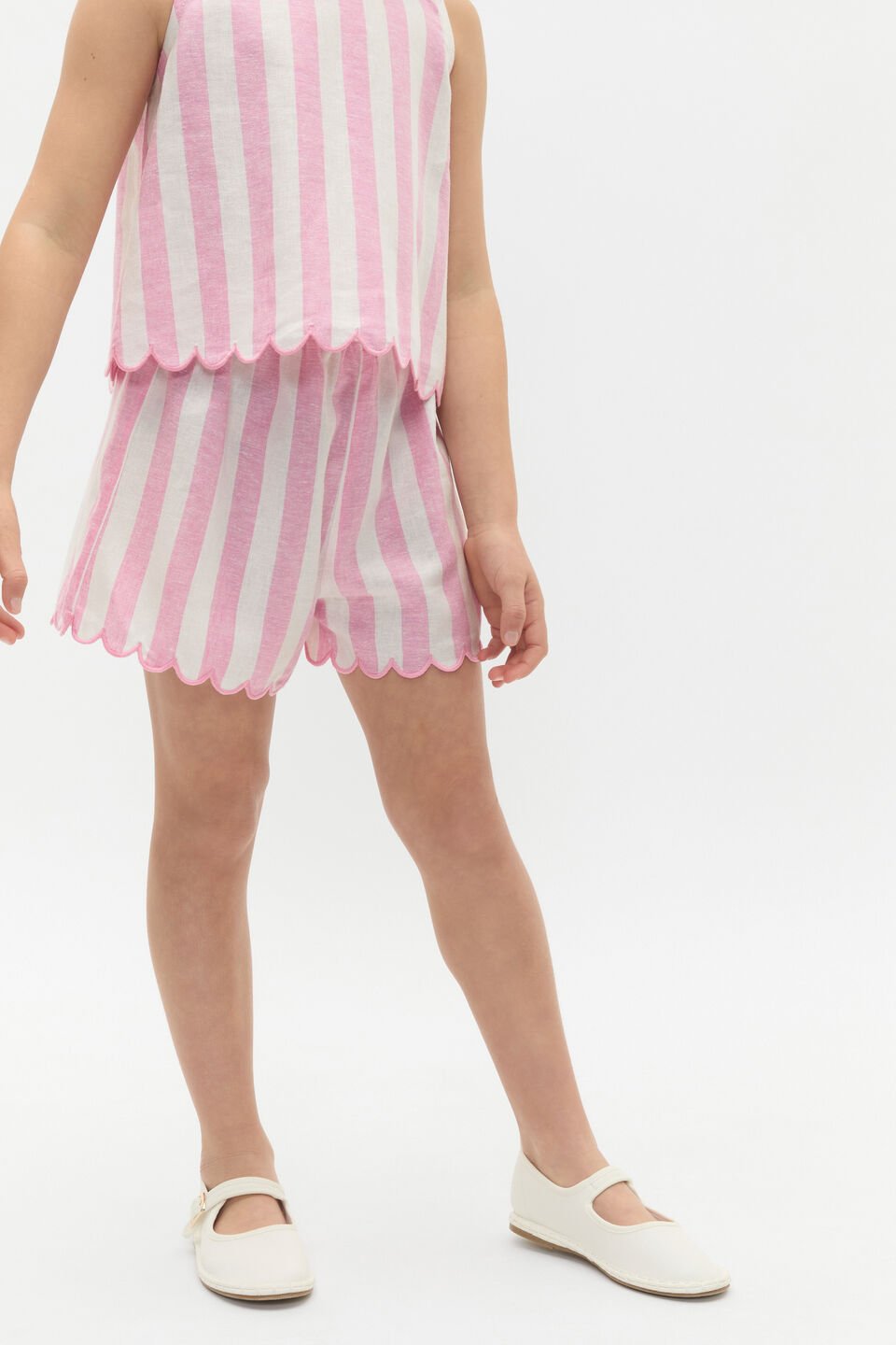 Stripe Scallop Short  Candy Pink
