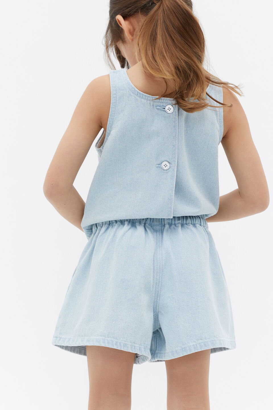 Paperbag Denim Short  Ice Blue Wash