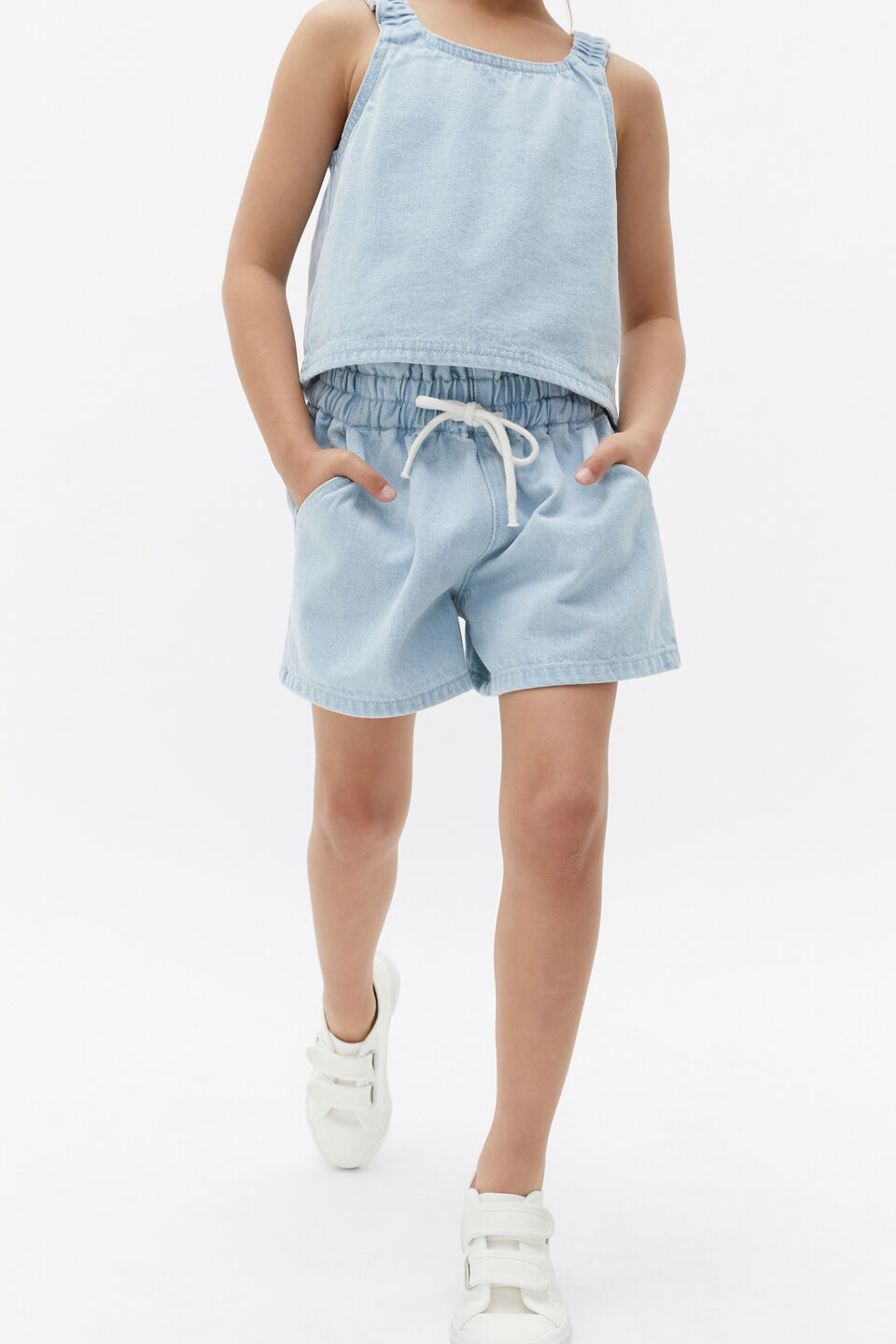 Paperbag Denim Short  Ice Blue Wash