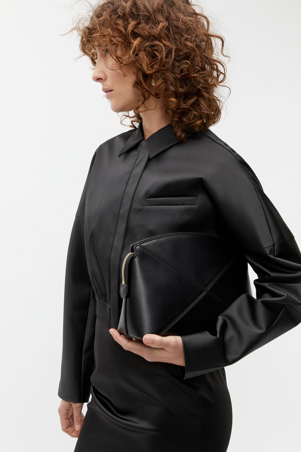 Paneled Clutch  Black