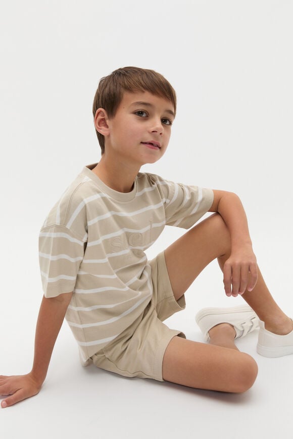 Stripe Logo Tee  Cool Stone  hi-res