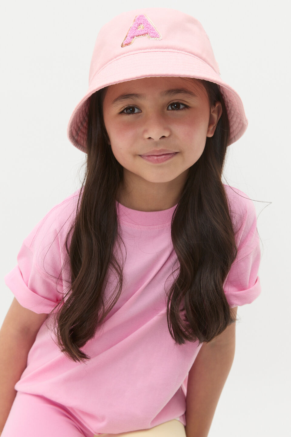 Pink Initial Bucket Hat  A
