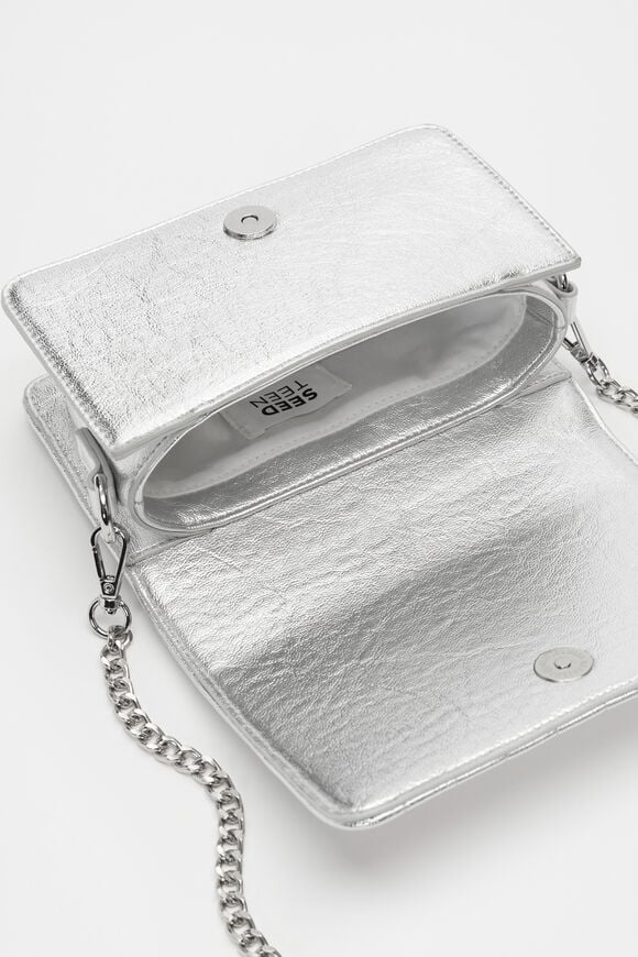 Metallic Clutch Bag  Silver  hi-res