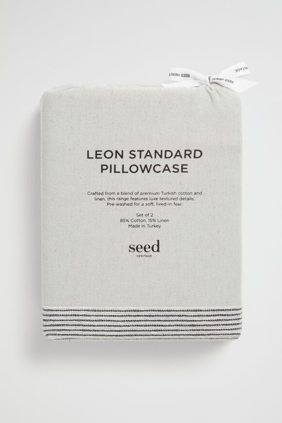 Leon Standard Pillowcase  Silver Grey  hi-res