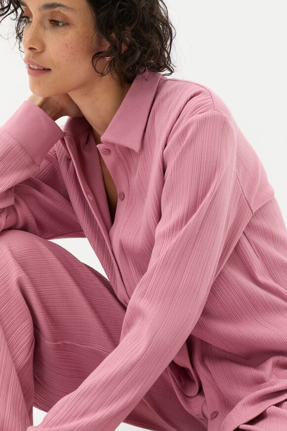 Vertical Rib Shirt and Pant Set  Mauve  hi-res