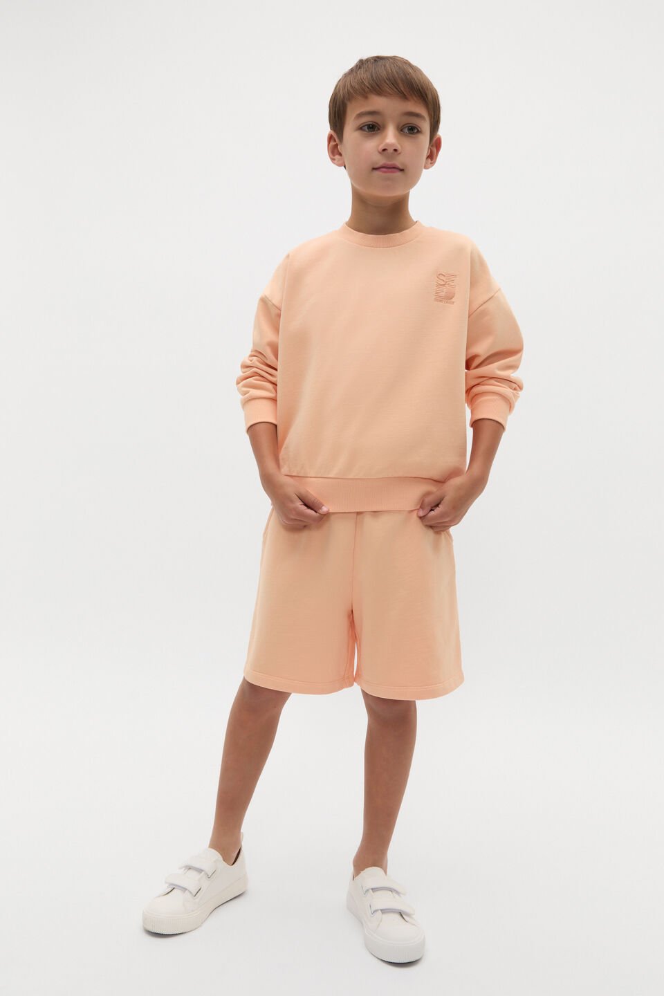 Garment Dye Sweat Top  Washed Apricot