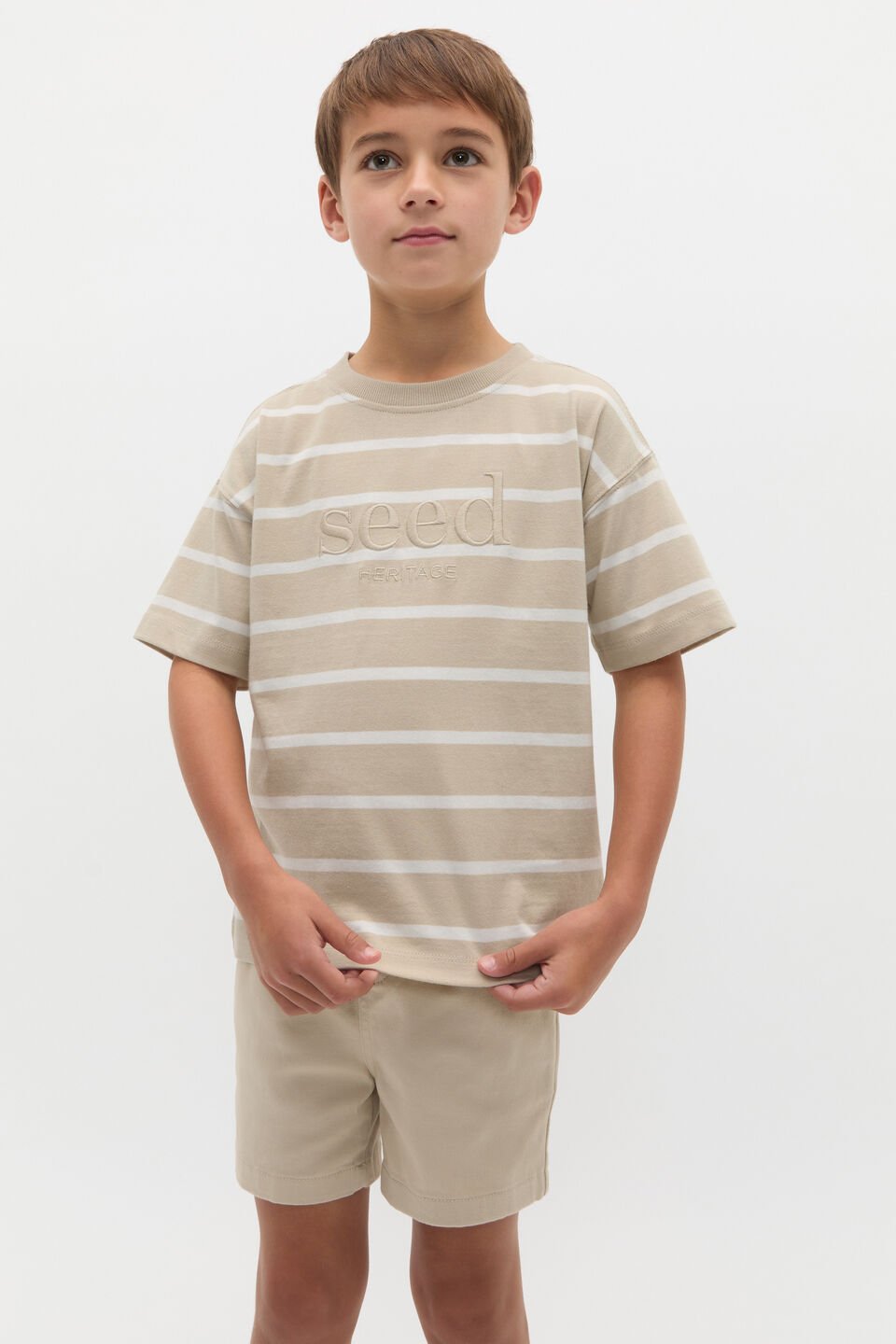 Stripe Logo Tee  Cool Stone