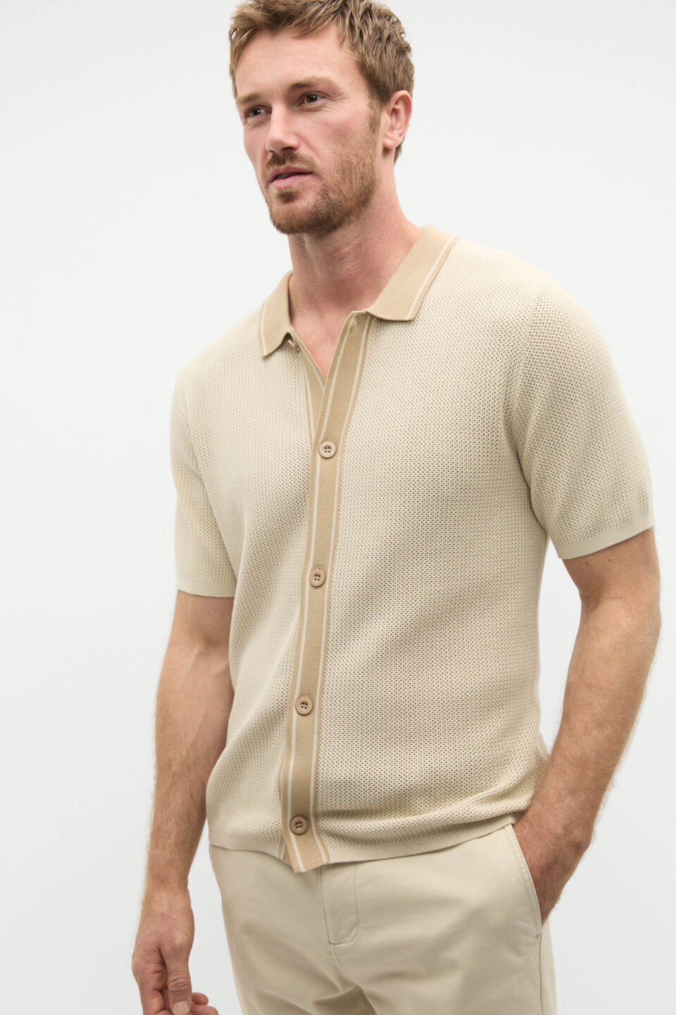Knit Resort Shirt  Cool Stone
