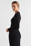 Basic Rib Knit Midi Dress  Black  hi-res