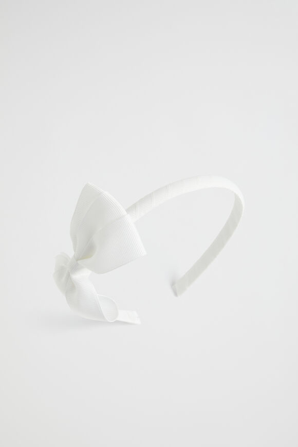 Grosgrain Bow Alice Band  White  hi-res