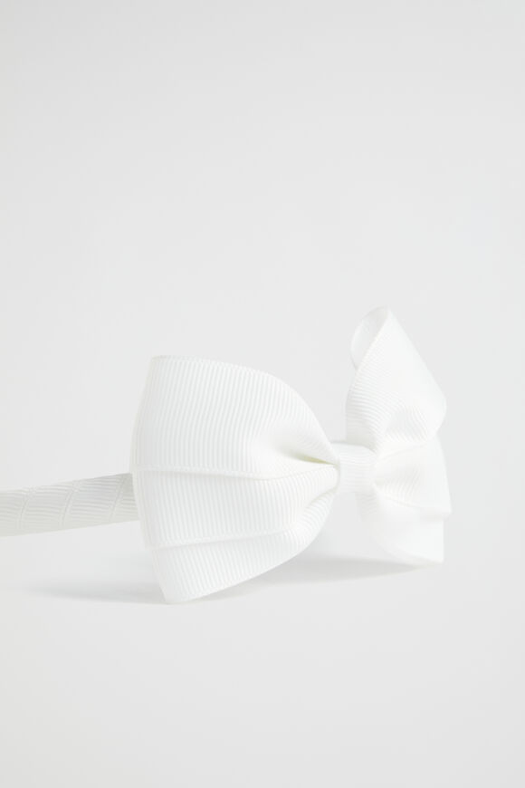 Grosgrain Bow Alice Band  White  hi-res