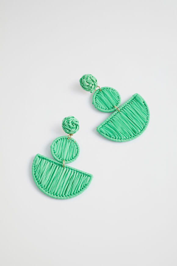 Geometric Raffia Earring  Key Lime  hi-res
