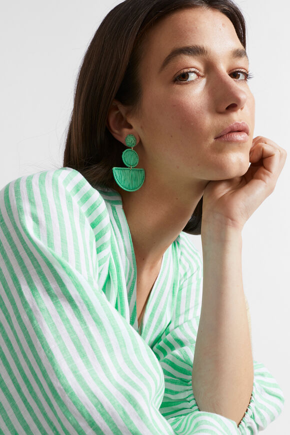 Geometric Raffia Earring  Key Lime  hi-res